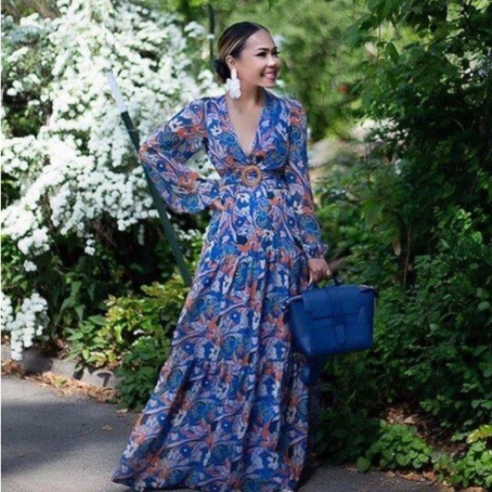Gianni Bini Floral Blue Maxi Skirt - Picture 2 of 4